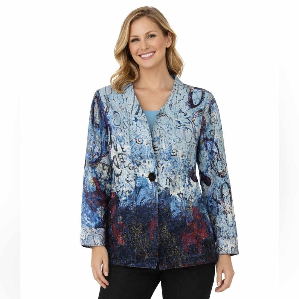 DOLCEZZA Women's Artistic Blue Jacket/Blazer NWT